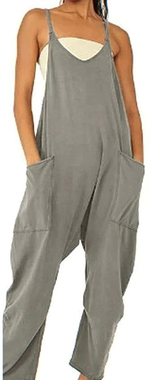 Tuoria Jumpsuit - Tuoria Wide Leg Jumpsuit, Tuoria Womens Casual Wide-Leg Jumpsuit with Pockets (M,Grey)