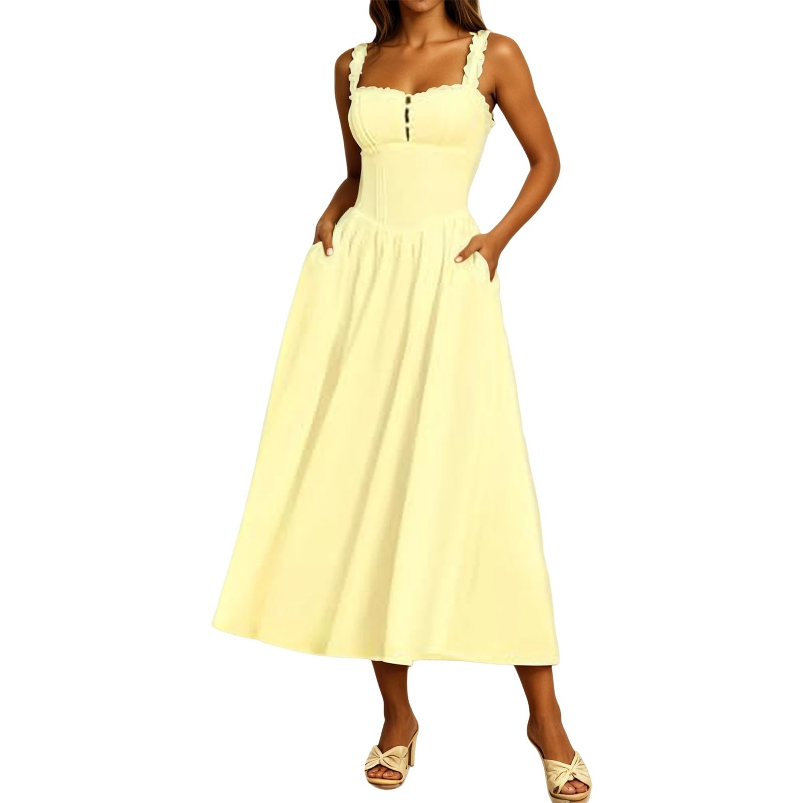 Robe pour invités de mariage : la tenue midi à col carré idéale à offrir