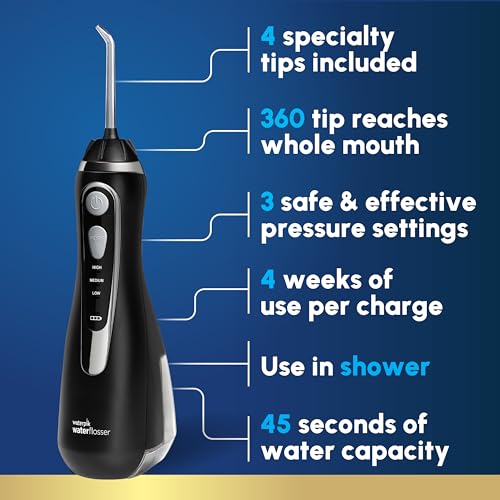 Image of Waterpik Cordless Advanced 2.0 Water Flosser for Teeth,Gums,Braces,Dental Care with Travel Bag and 4 Tips,ADA Accepted,Rechargeable,Portable,and Waterproof,Black WP-582,Packaging May Vary (Pack of 6)