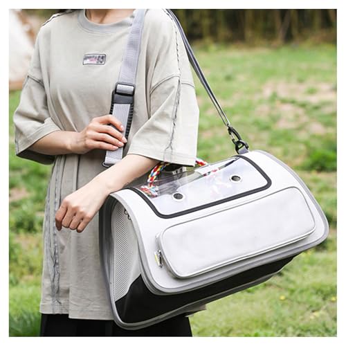 ペット キャリー付き 通気性と耐久性、折り畳み ペットキャリーバッグ 耐荷重7kg 犬 キャリーケース 大型猫・小型犬用,Gray