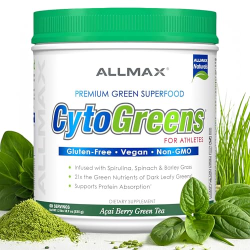 ALLMAX Naturals CytoGreens Super Greens Powder, Premium Green Superfood with Greens, Superfoods, Daily Greens Supplement, Acai Berry Green Tea, 60 Servings