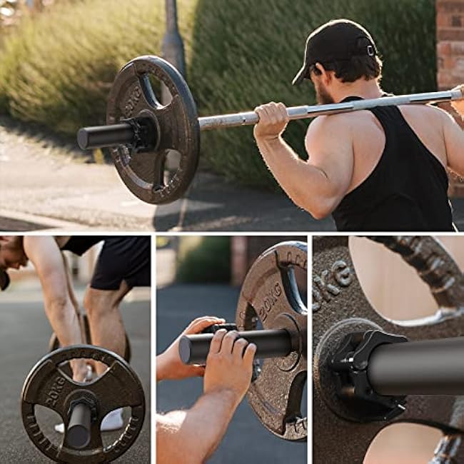 NewBEP 2PCS Olympic Adapter Sleeve 7.8 with Olympic Barbell Clamps 2, Converts 1 Standard Weight Plate Posts to 2 Olympic Weight Plate Posts, Removable end Cap