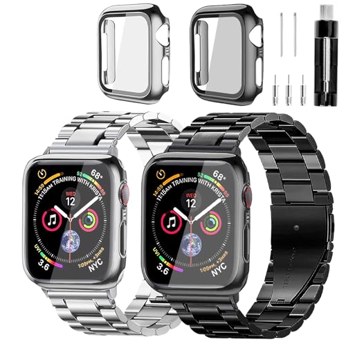 REASDEN Compatible With Apple Watch Band Case Iwatch Ultra Series 9 8 7 6 5 4 3 2 1 SE 49mm 45mm 44mm 42mm 41mm 40mm 38mm, Stainless Steel Metal Business Executive Classy Men Women