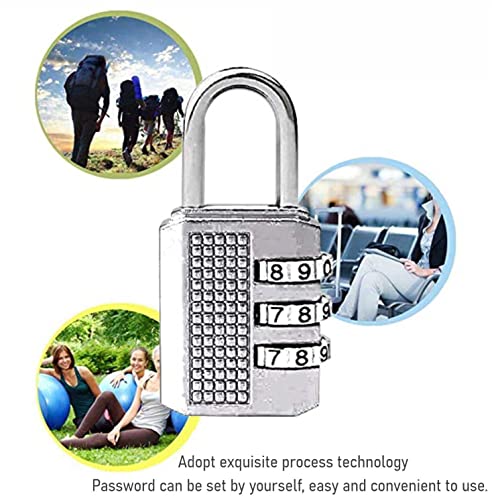 SYGA-3-Digit-Combination-Padlock-Black-Number-Luggage-Travel-Code-Lock-Silver-Grey-Pack-of-2