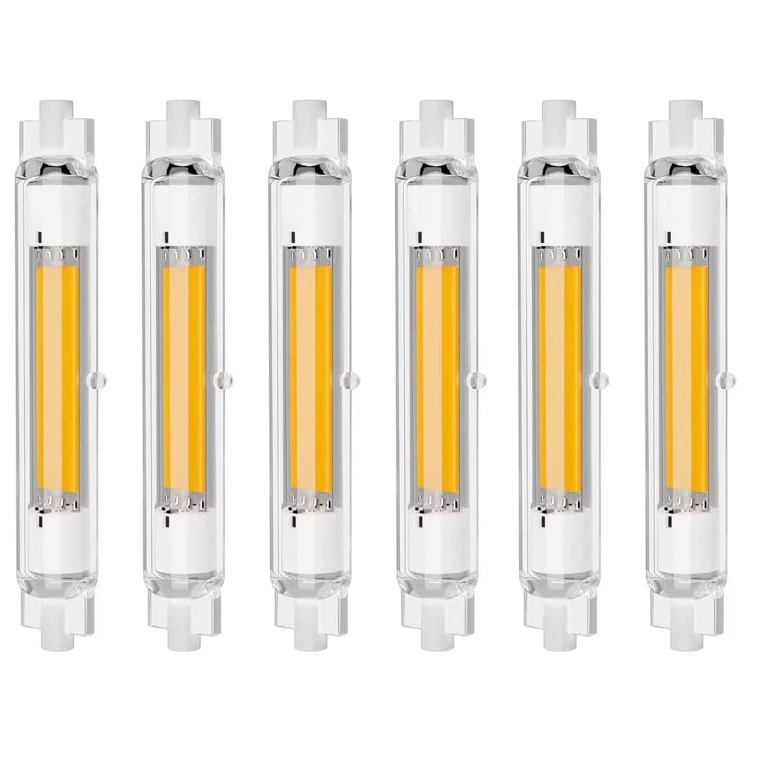 ZJZG R7S LED Bulb 118mm Dimmable, Natural White 4000K 3000LM, R7S 118mm LED Bulb 30W Equivalent 300W Halogen Light Bulbs, Flicker-Free, 360° Light Angle, Energy Saving Floodlight, 6 Pack