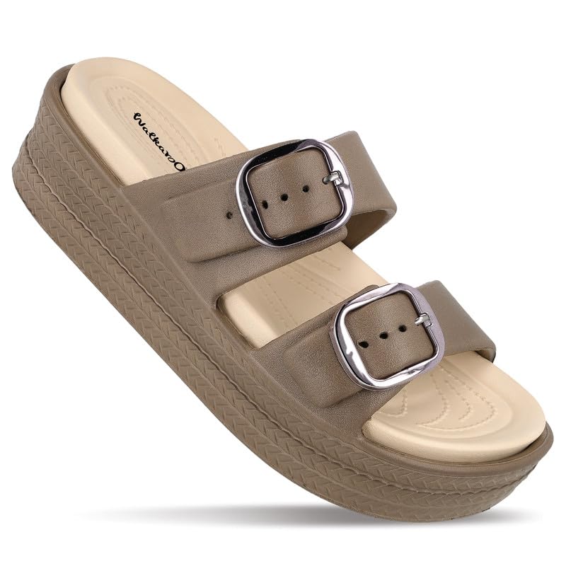 Women Stylish Buckle Strap Platform Sandals with Cushioned Soft Sole, Lightweight Comfortable Daily Wear Slip-On Footwear- FLR43104-image-11
