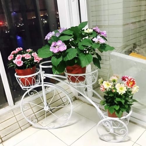 Support de fleurs en fer forgé blanc pour sublimer votre terrasse ou un petit balcon