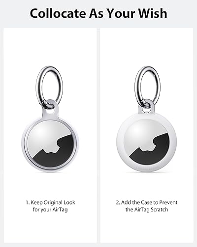 Miniatura 2 de Stouchi - Llavero delgado de aluminio invisible para AirTag 2021, para iPhone 15141312, perros, llaves, mochilas, accesorios AirTag (2)