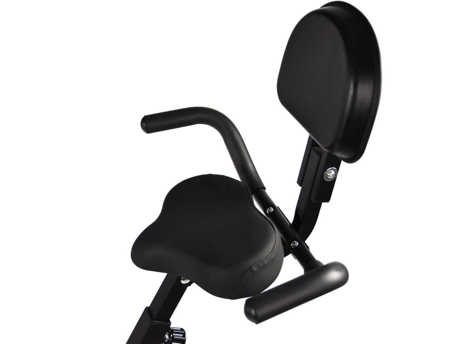 Maxofit MF-30 X-Bike Vélo d'appartement pliable (Ergomètre)pour Entrainement cardio ,avec dossier réglable, 8 niveaux de résistance, 2 bandes élastiques et écran LCD