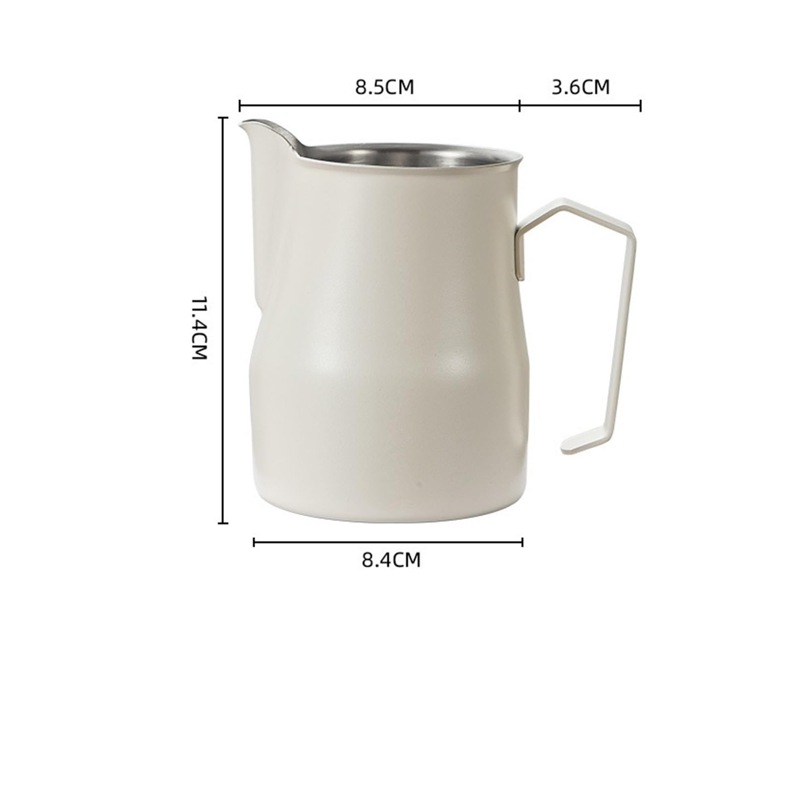 Jarra De Espuma De Leche De Acero Inoxidable For Latte Art Y Espresso(Rice White-350ML)