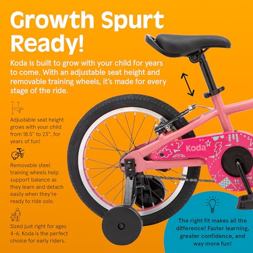 Image of Retrospec Koda Plus Kids Bike for Boys & Girls Ages 4-6 Years - 16 inch Children's Bicycle, Adjustable Seat & Handlebars