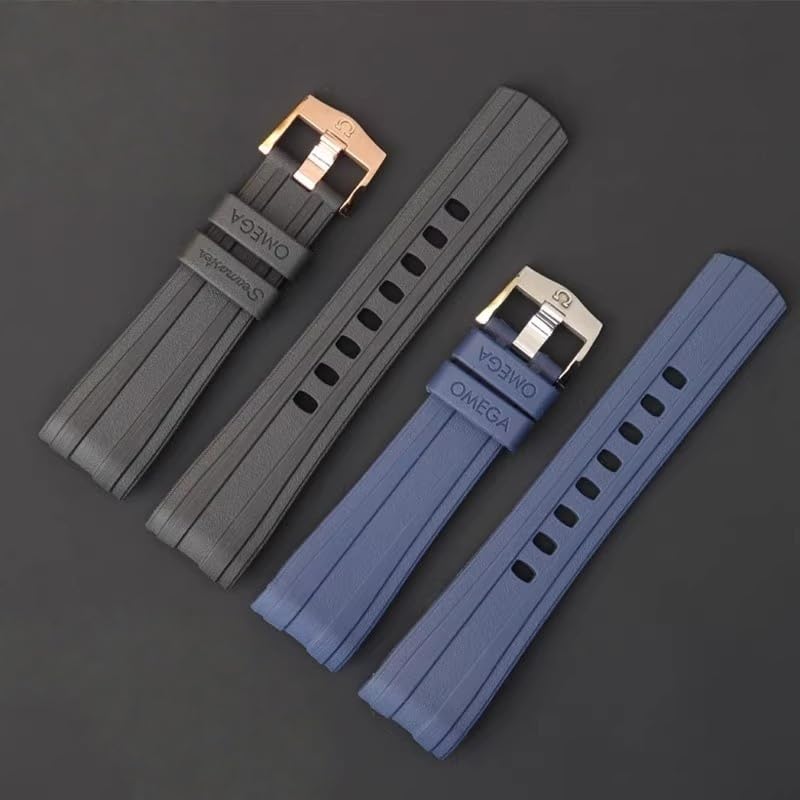 20mm Silikon Kautschuk Uhrenarmband Rundanstoß, Wasserdichtes Ersatz Uhrenband für Omega Seamaster 300