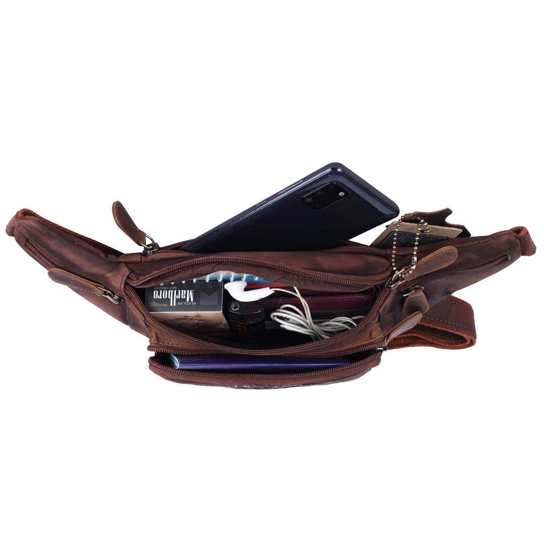 Büffelleder Bauchtasche Herren, Damen Echt Leder Hüfttasche Tracking Design Logo