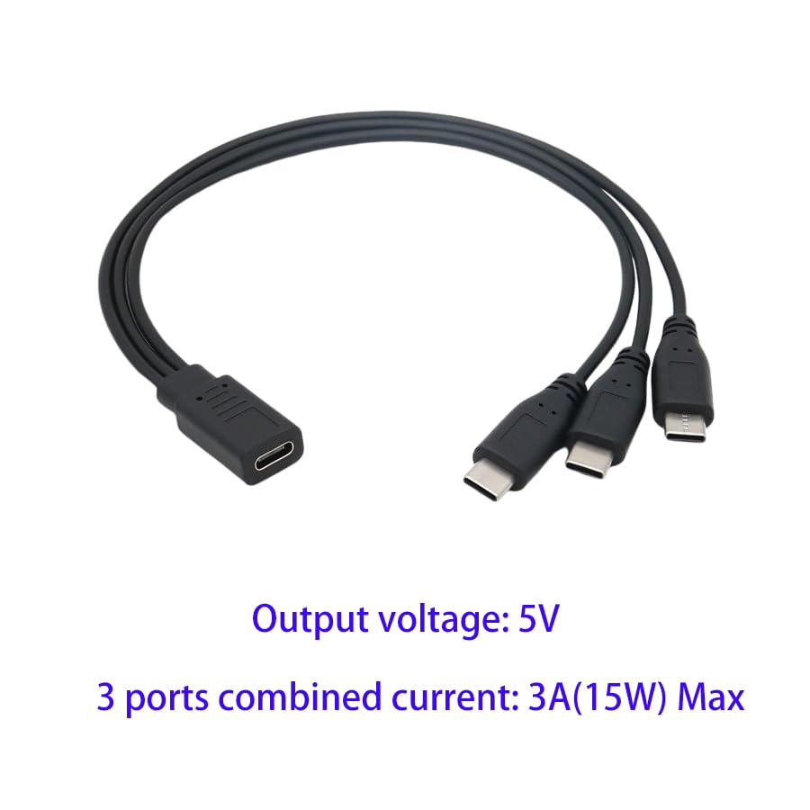 SSSUWP 1-to-3 USB C Splitter Charging Cable, 3-in-1 Type-C Extension Charger Cord 11 inches Charging ONLY (2) - image 3