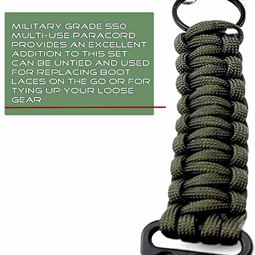 Ayin Tactical 4 Inch Survival Ferrocerium Drilled Flint Fire Starter, Ferro Rod Kit With Paracord Lanyard Handle, Striker, Cotton Tinder Tab In O-Ring Sealed Carrier Tube And Carry Clip (Army Green) #TOP5