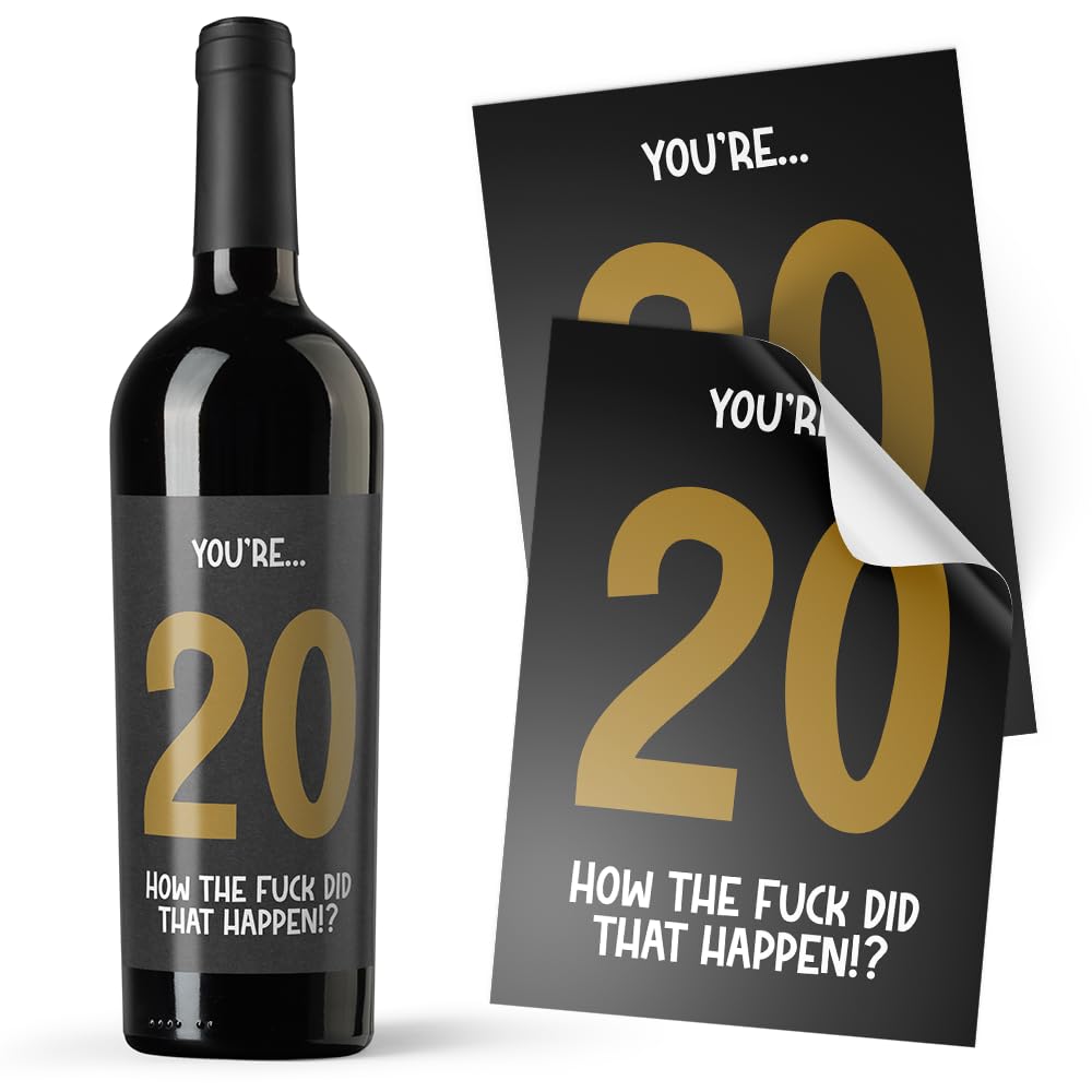 Panda Loco Birthday How The Fuck Did That Happen!? Alcohol Bottle Sticker | Gift Funny Label Wine Vodka (20Th)