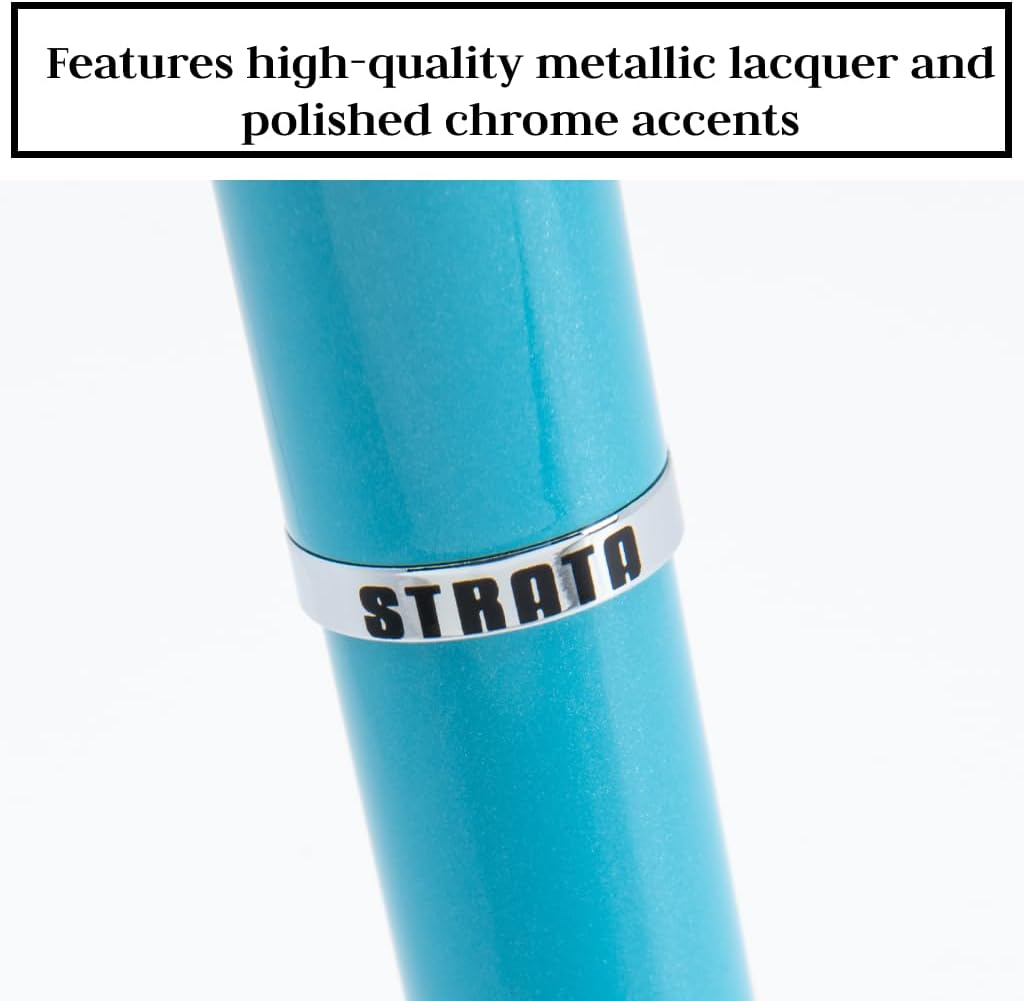Monteverde USA Strata Fountain Pen, Ball Pen Set Turquoise | Broad Nib | Free Gel Refill, Ink Bottle & 3 Free Cartridges