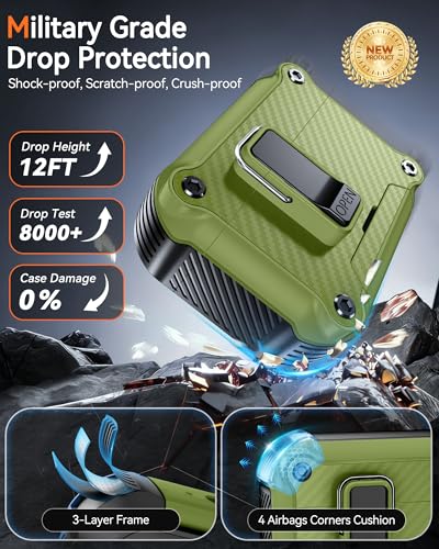Image of Dual Safety Lock for AirPods Pro 3 Case 2025, Compatible with MagSafe - Designed with Automatic Switch and Phone Stand, Includes a Cleaner & Keychain - Rugged Tough Hard Shell