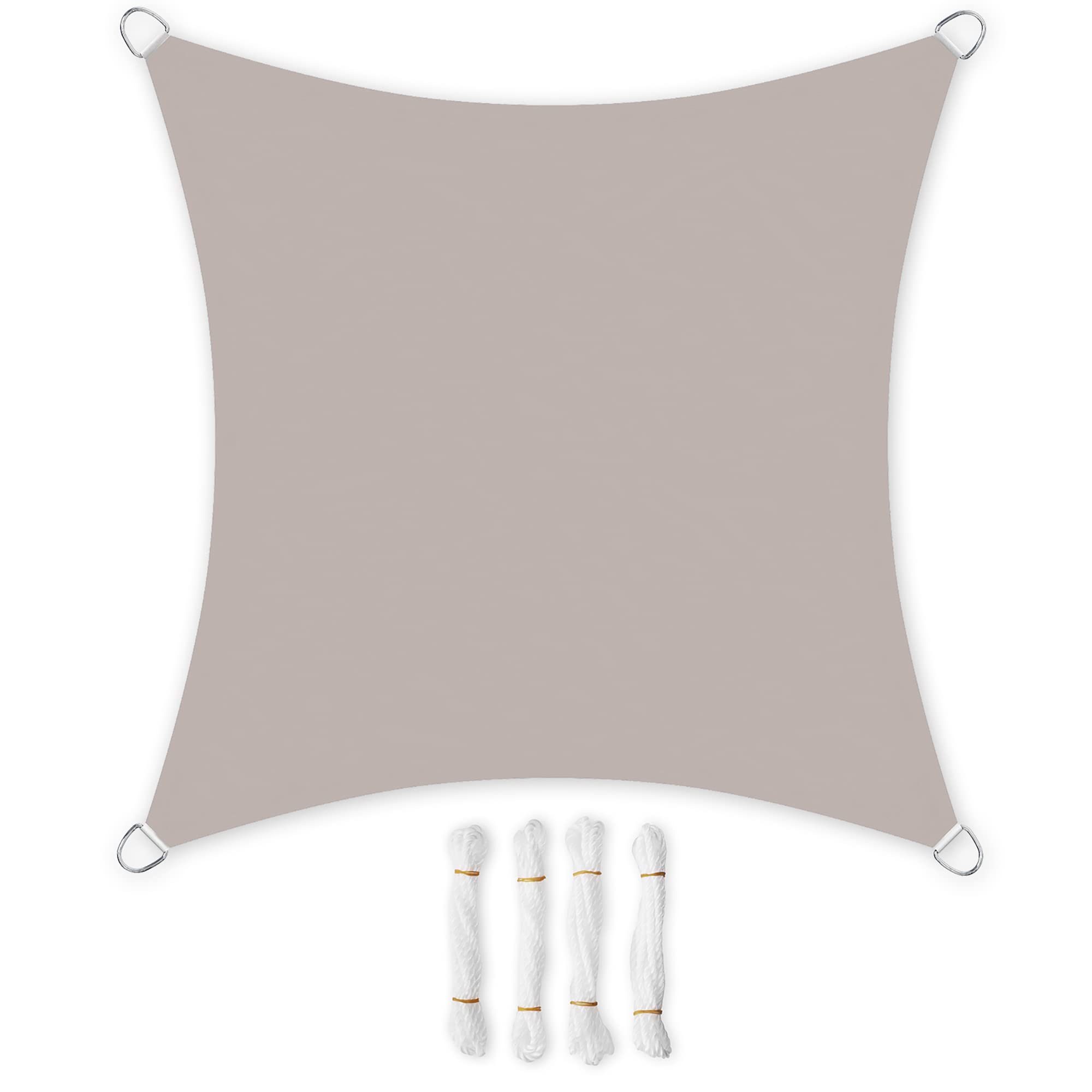 SONGMICS Zonnezeil 2 x 3 m, zonwering van HDPE-weefsel, luchtdoorlatend, waterdoorlatend, voor terras, tuin, balkon, camping, rechthoekig, concaaf, 2 m touwen, lichtgrijs GSS23QY