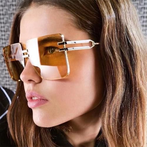Oversized Sunglasses Women Luxury Shades Metal Frame UV400 Square Glasses Womens2