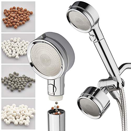 Dream Spa LaserJet 3-way Shower Head Combo with Filters & Pause Switch - High Pressure Laser Micro-Jets - Removable Face for Easy Cleaning - Extra-long 72-inch Stainless Steel Hose - Chrome Finish