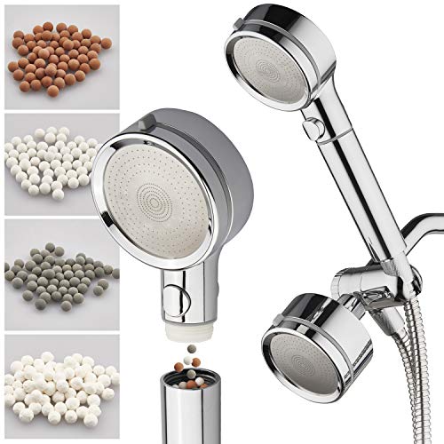 LaserJet 3-way Shower Head Combo with 3 Water Filters & Pause Switch – High Pressure Laser Micro-Jets – Removable Face for Easy Cleaning – Extra-long 72-inch Stainless Steel Hose – All-Chrome Finish