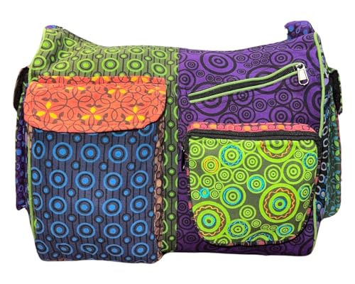 Bolso Patchwork Bandolera Multibolsillos Estilo étnico indio para mujer hippie boho, Multicolor 01