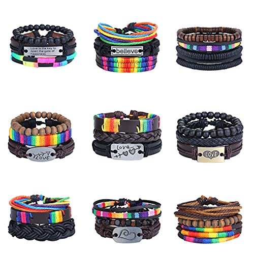UBGICIG 27Pcs Gay Pride Bracelet LGBTQ Accessories Gay Pride Stuff Jewelry Adjustable LGBT Gay Couple Rainbow Bracelets Gay Gifts for Men Women Fashion Bisexual Bracelet