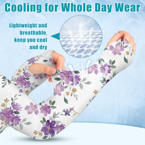 Image of Bebila Gardening Sleeves for Women Farm UV Sun Protection Anti-Scratch Cooling Sleeves with Thumb Hole Arms Cover Outdoors