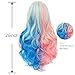 AISI QUEENS Harley Quinn Wig for Girls Halloween Harley Quinn Wig Clown Girl Wig for Women Pink and Blue Wig for Women Daily Party Use (26inch,Clown Girl)