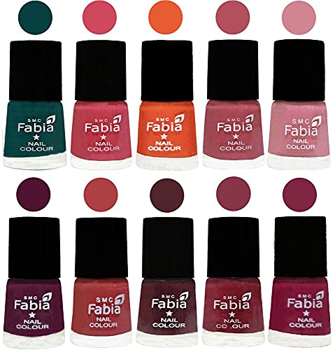 Image of ALL IN ONE (PACK OF 10), Long Lasting Glossy Nail Polish, 6 ml Each, All Vibrant Colours,02098