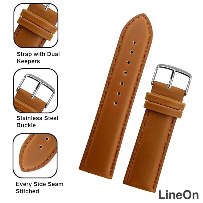 Image of Lineon NAGATA Full Padded Leather Watch Strap For Branded Watches Premium and Soft Strap For Titan, sonata, timex, casio and for all other brand