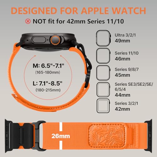 Image of Bandletic Compatible with Apple Watch Ultra Band Men Women, Wide Tactical Stretchy Nylon Soft Sport Strap for iWatch 49mm(Ultra 3 /2 /1),46mm(11 /10),45mm(9 /8 /7),44mm(SE3 /SE2 /SE /6 /5 /4),42mm(3 /2 /1)