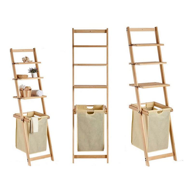 BigBuy Home Etagère Beige Marrone Bois Tissu 9756 (36 x 151 x 41,5 cm)