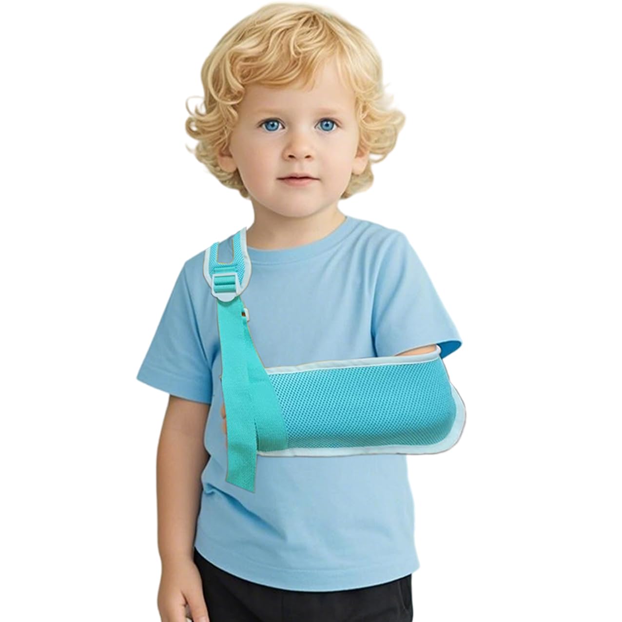 Fascia per braccio traspirante per bambini, stabilizzatore di supporto per lesioni al polso/gomiti/spalle, si adatta perfettamente sia alla mano sinistra che alla destra (blu, S)