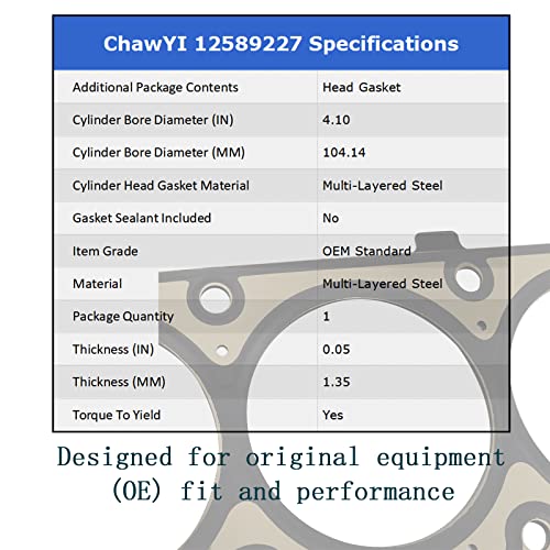 Image of 12589227 3-Layer Head Gaskets with Head Bolt for GM 6.0 V8 Chevy Express Silverado Suburban, GMC Savana Sierra Yukon XL 1500 2500 3500 Tahoe SSR, Cadillac Escalade ESV EXT, LQ4 LQ9 LS2 LZ1 LFA