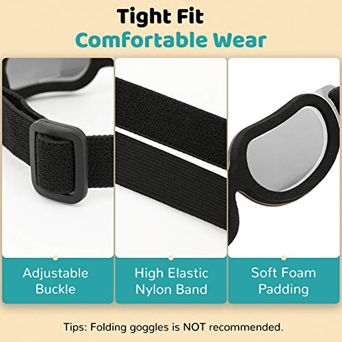 Pawaboo Dog Sunglasses, Small Dogs Goggles with Adjustable Band, Waterproof Windproof Snowproof Fashion and Cool Glasses… - Image 4