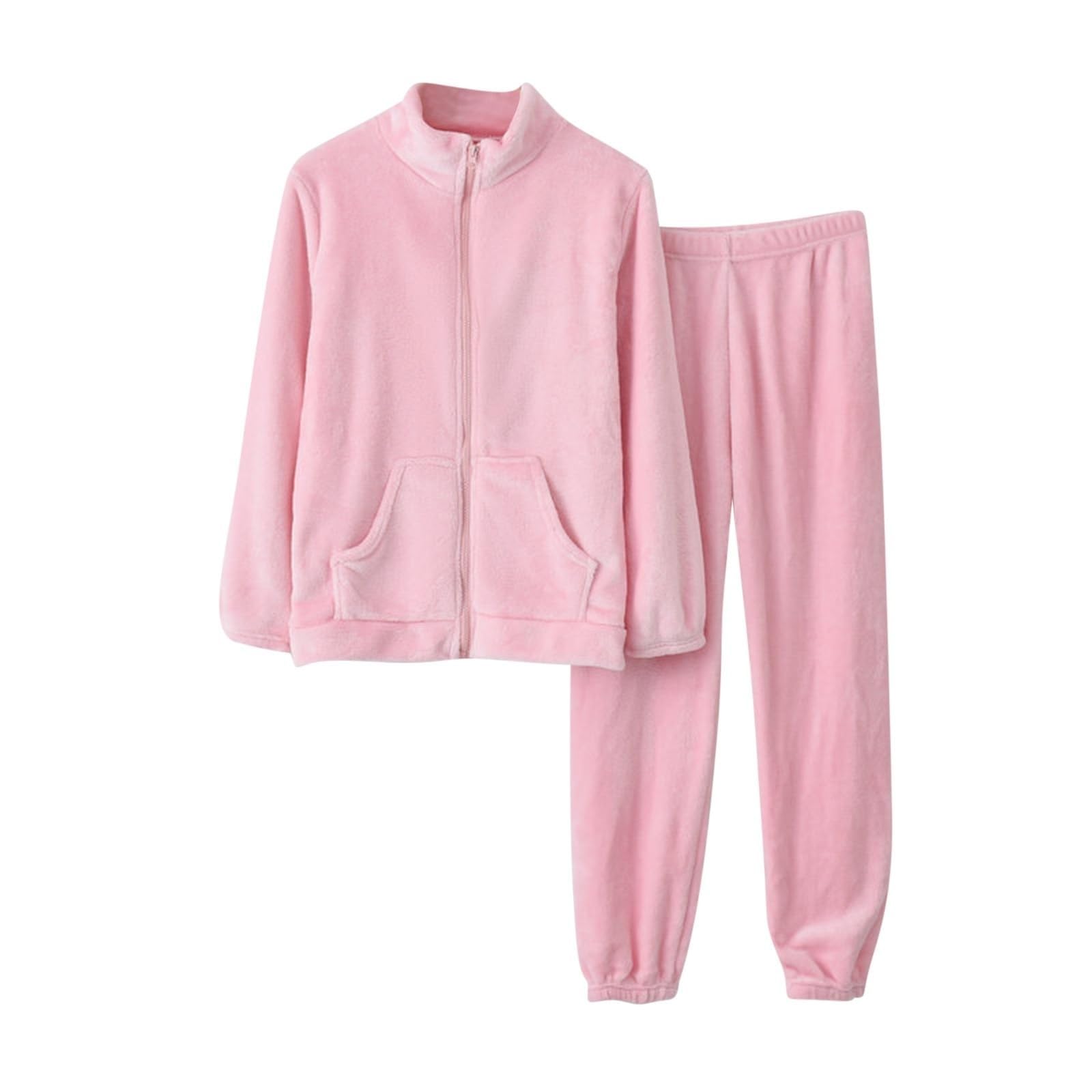 Loungewear - Pijama largo para mujer, 2 piezas, forro polar acolchado