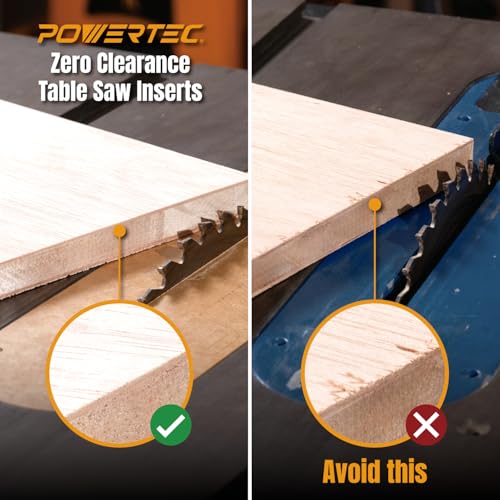 Image of POWERTEC Zero Clearance Table Saw Insert 3-Pack - Fits Delta 36-725, 36-725T2, 36-5152, 36-5000, 36-5000T2 - MDF Throat Plate for Cleaner Cuts, Kickback Prevention, Easy Installation (72228)