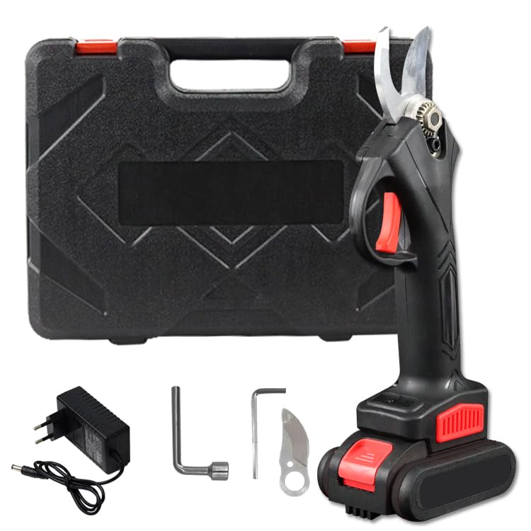 Forbice Potatura con 2 Batterie da 21V Trincia Rami Professionale, Cesoia Elettrica Portatile, Alberi da Giardino e da Frutta, Cordless Senza Fili Rami Arbusti