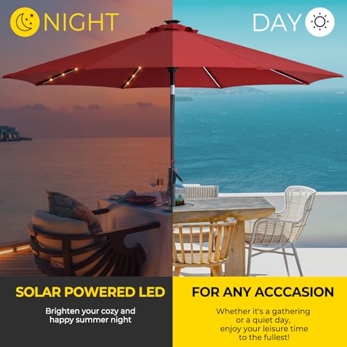 Image of Tempera Patio Market Outdoor Table Umbrella with Auto Tilt and Crank, Large Sun Umbrella with Sturdy Pole & Fade Resistant Canopy, Easy to Set