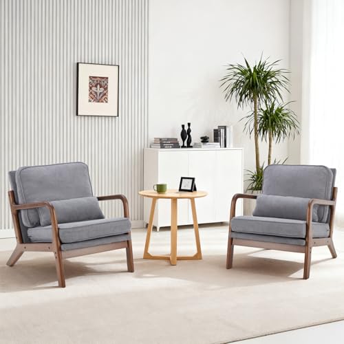 Sillón Mid Century Gris de Madera miniatura 1