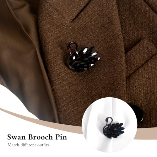 Image of Elegant Rhinestone Swan Brooch for Women, Crystal Swan Lapel Pin for Coat Jacket Scarf, Fashion Jewelry Gift for Mom Wife Girlfriend Birthday Anniversary Christmas