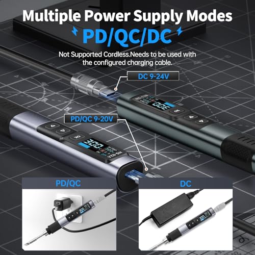 FNIRSI HS-02A 100W Portable Corded Soldering Iron Kit, 3S Fast Heating, 212-842℉, Pre-set 3 Groups Temperature, 6 F245 Soldering Tips, Smart Digital Soldering Iron Pen Tool for Electronics Repair