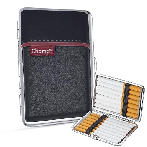 Boîte à cigarettes en métal pour 16 cigarettes – Étui rigide compact avec revêtement synthétique – Protection contre chocs et pression – Format...