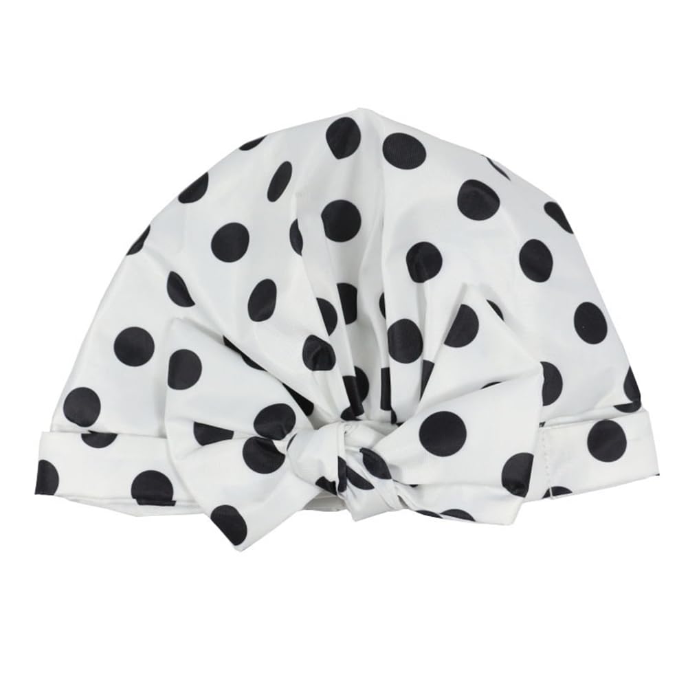 Gorro de ducha antideslizante para mujer, impermeable, gorro de ducha reutilizable, gorro de ducha impermeable para cabello largo, puntos negros