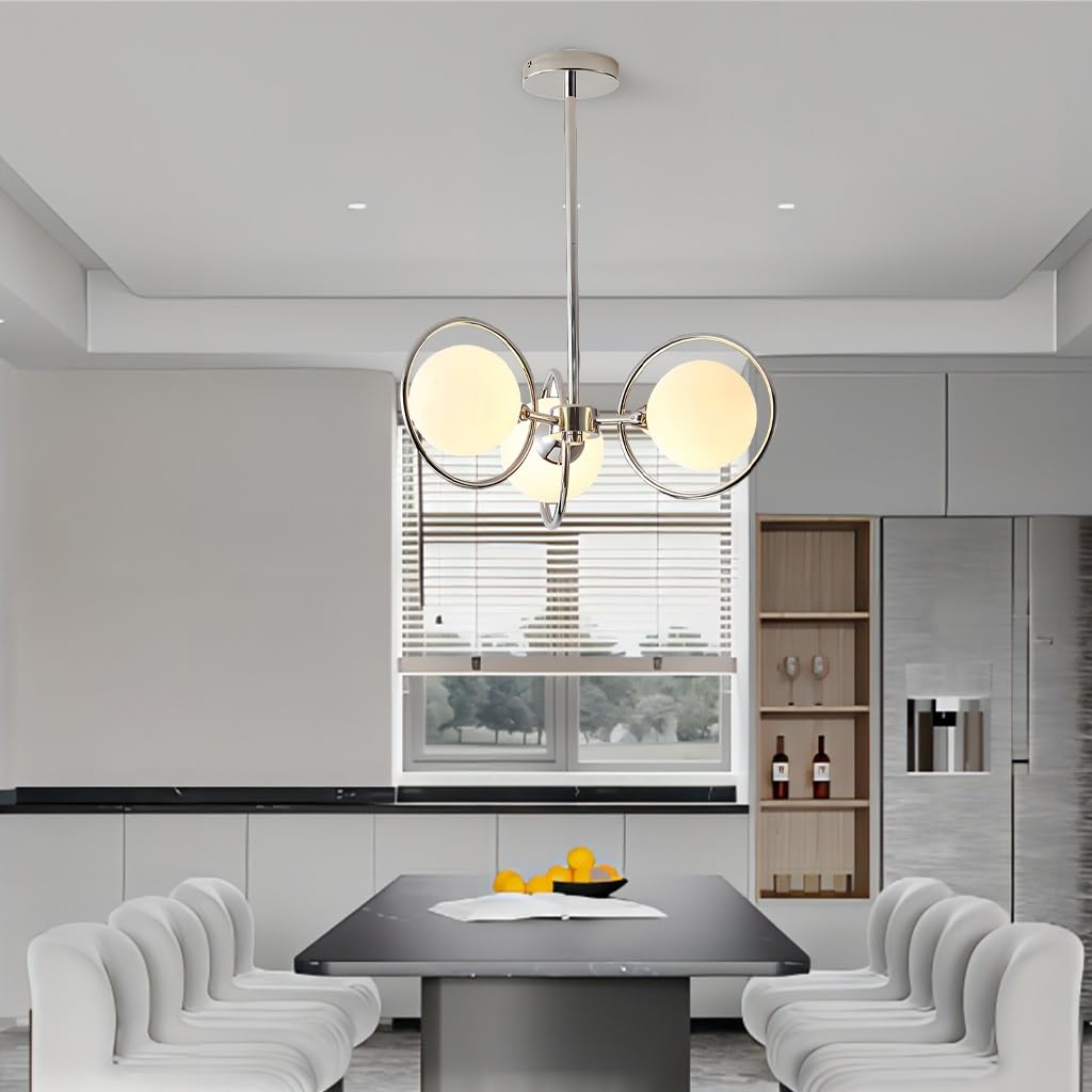 RuiRfh Sputnik E27 chandelier chrome dining room metal creative Pendant lighting modern bubble glass ball 5 light Hanging Lamp living room bedroom Kitchen Island Mid Century Ceiling Light (Size : 3 h
