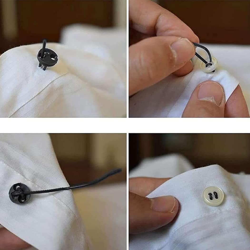 Pastoralist Quick Button Fastening Tool, No-Sew Button Fastening Tool, No-Sew Button (Black, 30 Pieces) Button attacher Tool no sew