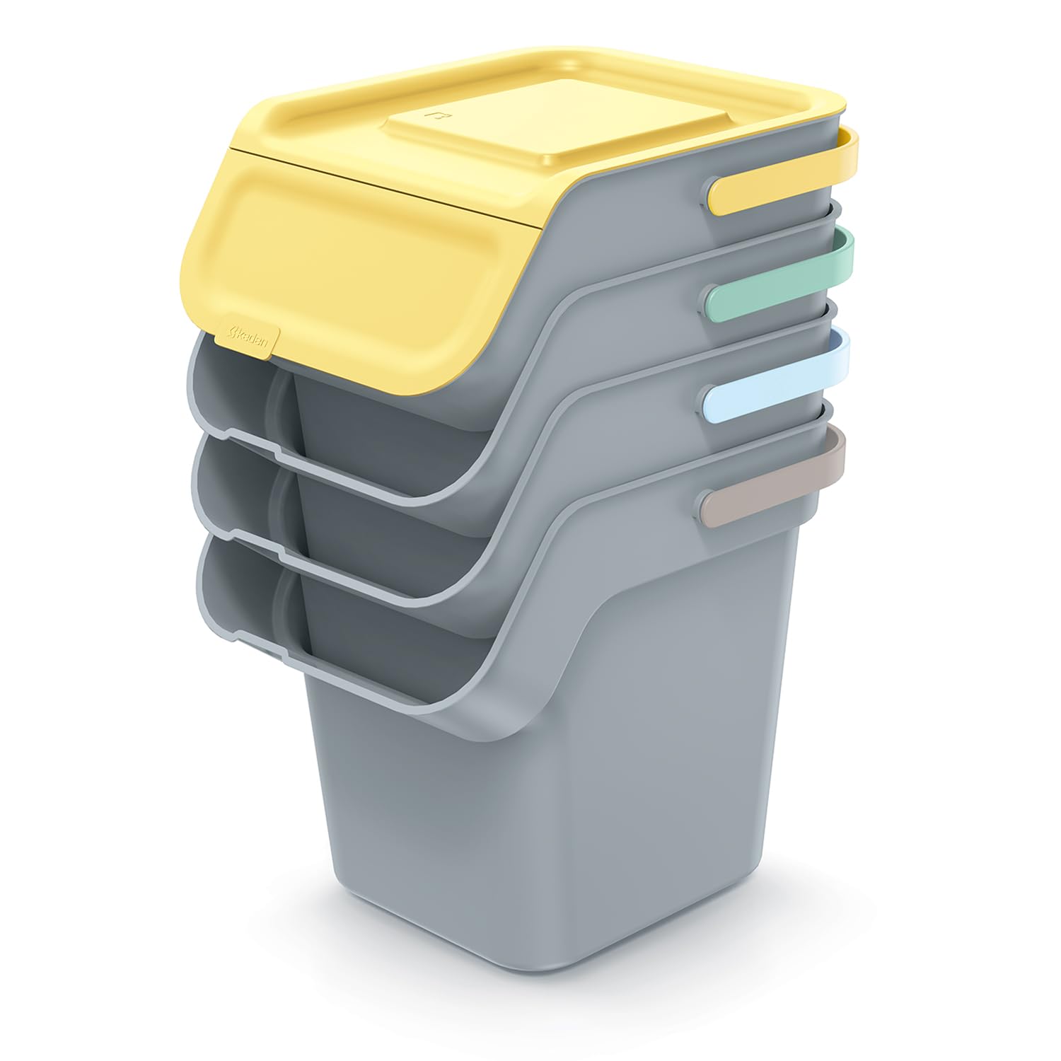 IMJ-Global - Bidoni Differenziata da Interno Piccoli, Set Cestini Spazzatura Differenziata Impilabili (4x20L) Pattumiera Comoda Kit Raccolta Differenziata Interno per Casa, Locale, Ufficio
