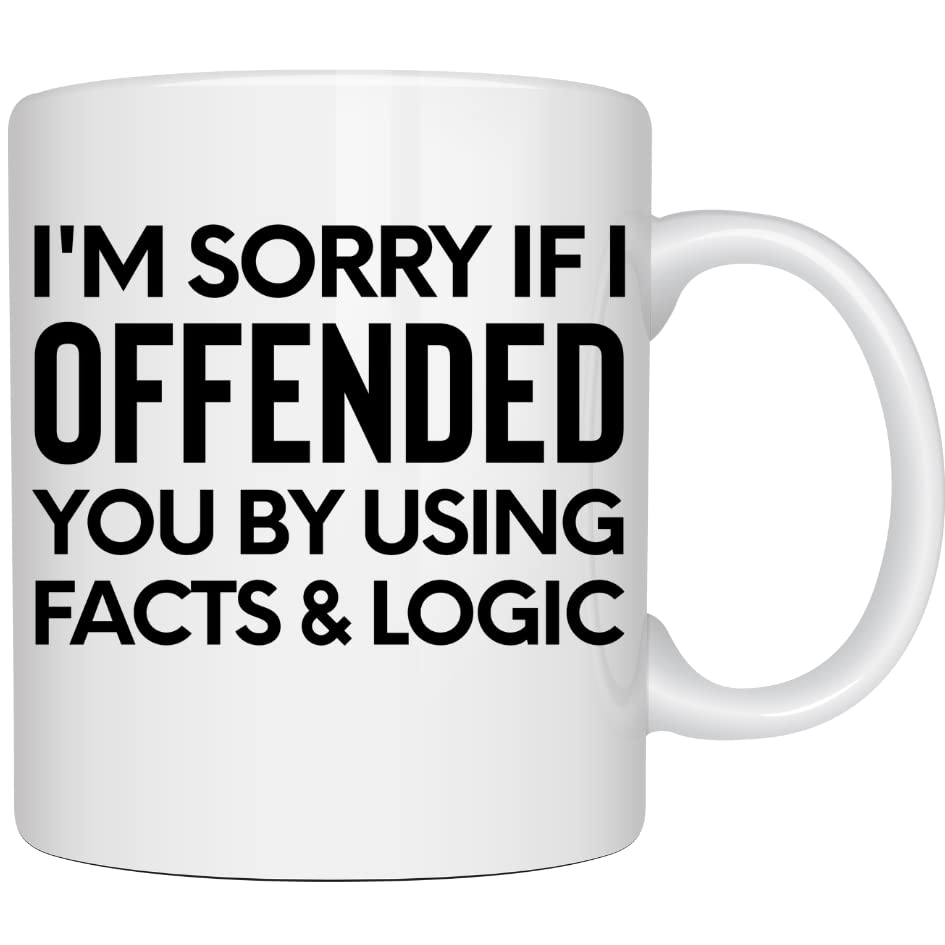 WXWUDEIFunny Coffee Mug Saying I'm Sorry If I Offended You by Using Facts & Logic Work Mugs 11oz Boss Mug Work Gifts for Coworker for Men and Women Work Bestie Gift Cup Office Joke Boss Gift